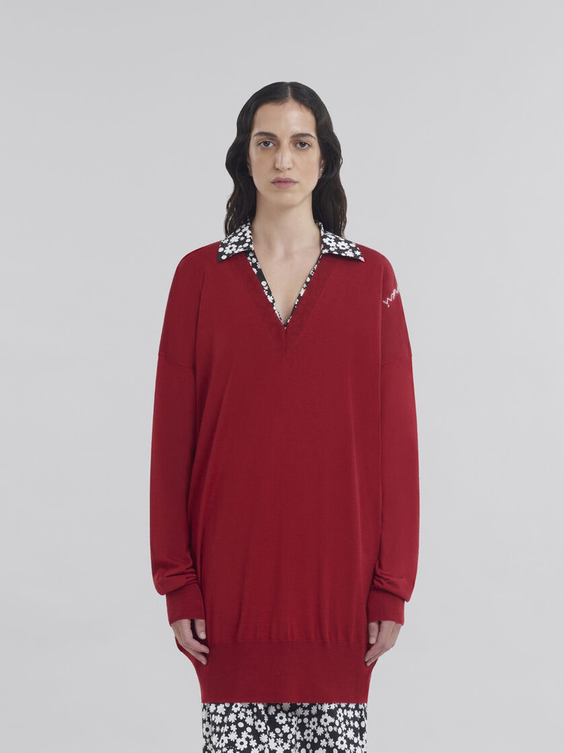 Marni OVERSIZE SILK AND WOOL BLEND JUMPER WITH MARNI SYMBOL outlook