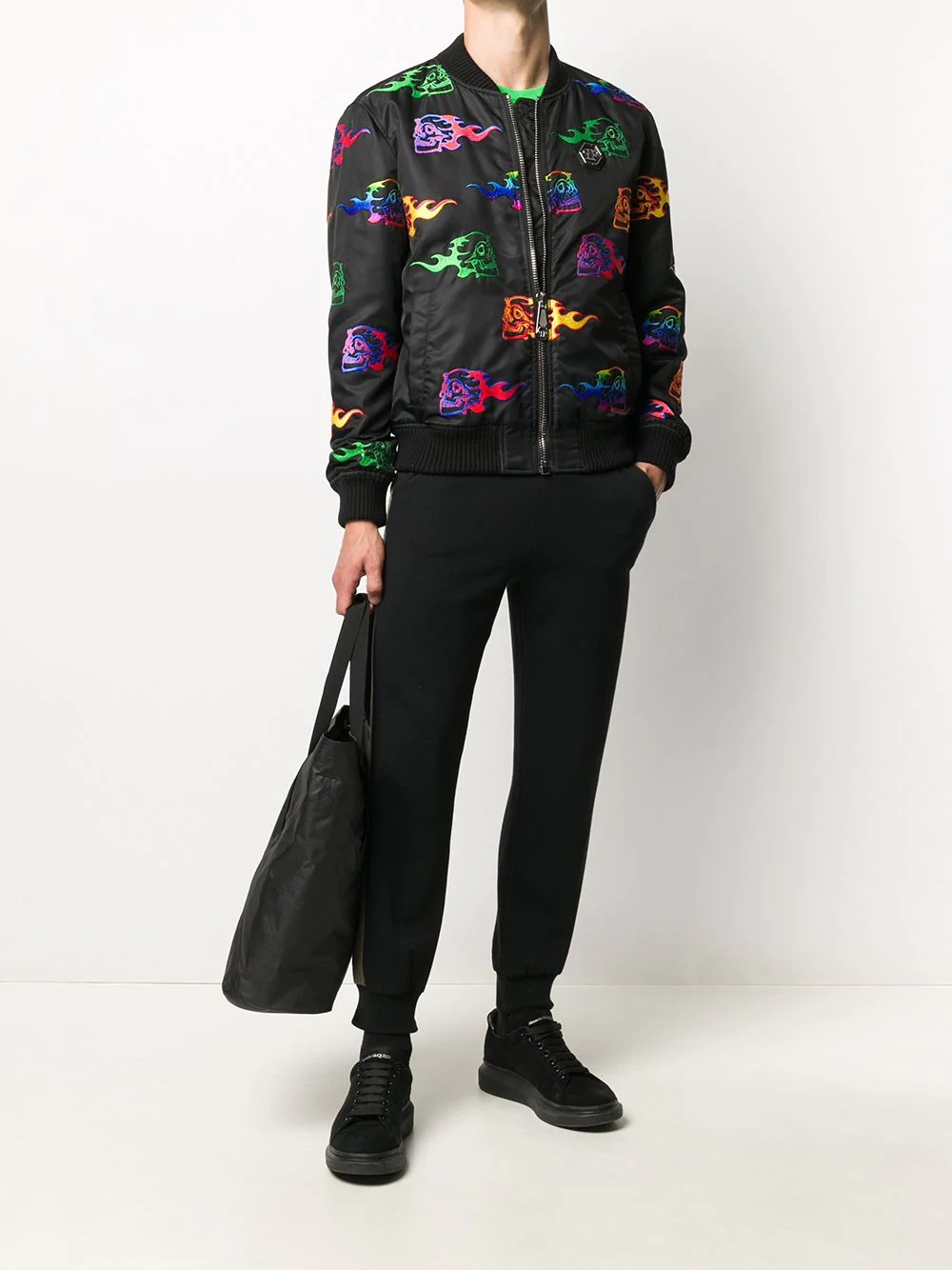 skull-embroidery bomber jacket - 2