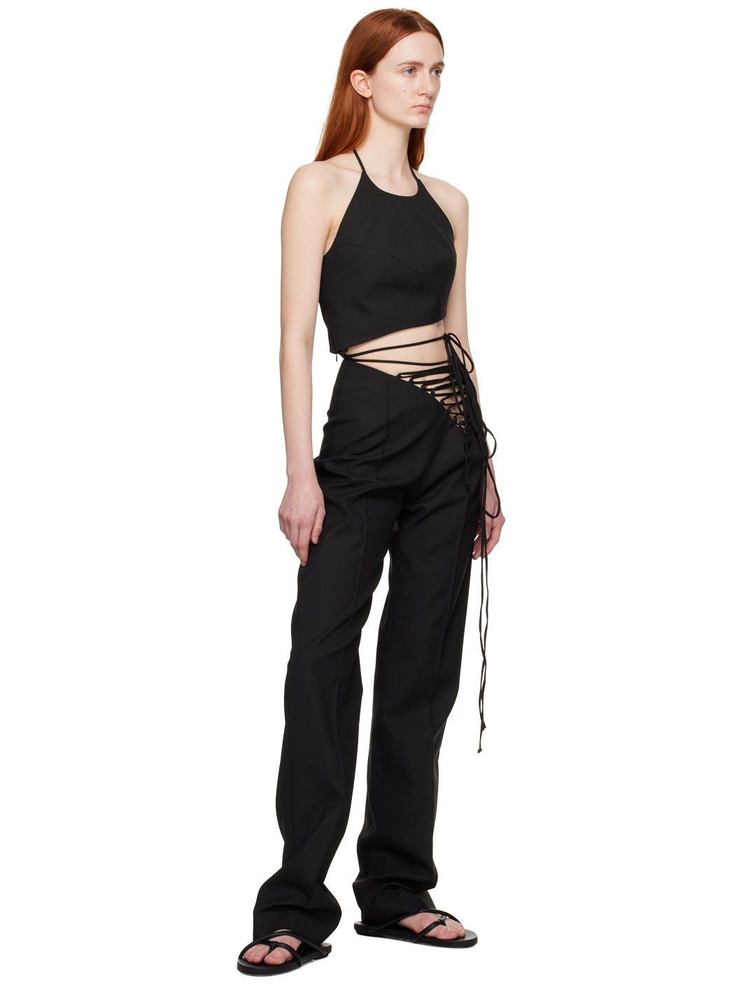 Black Spanciata Flat Sandals - 5
