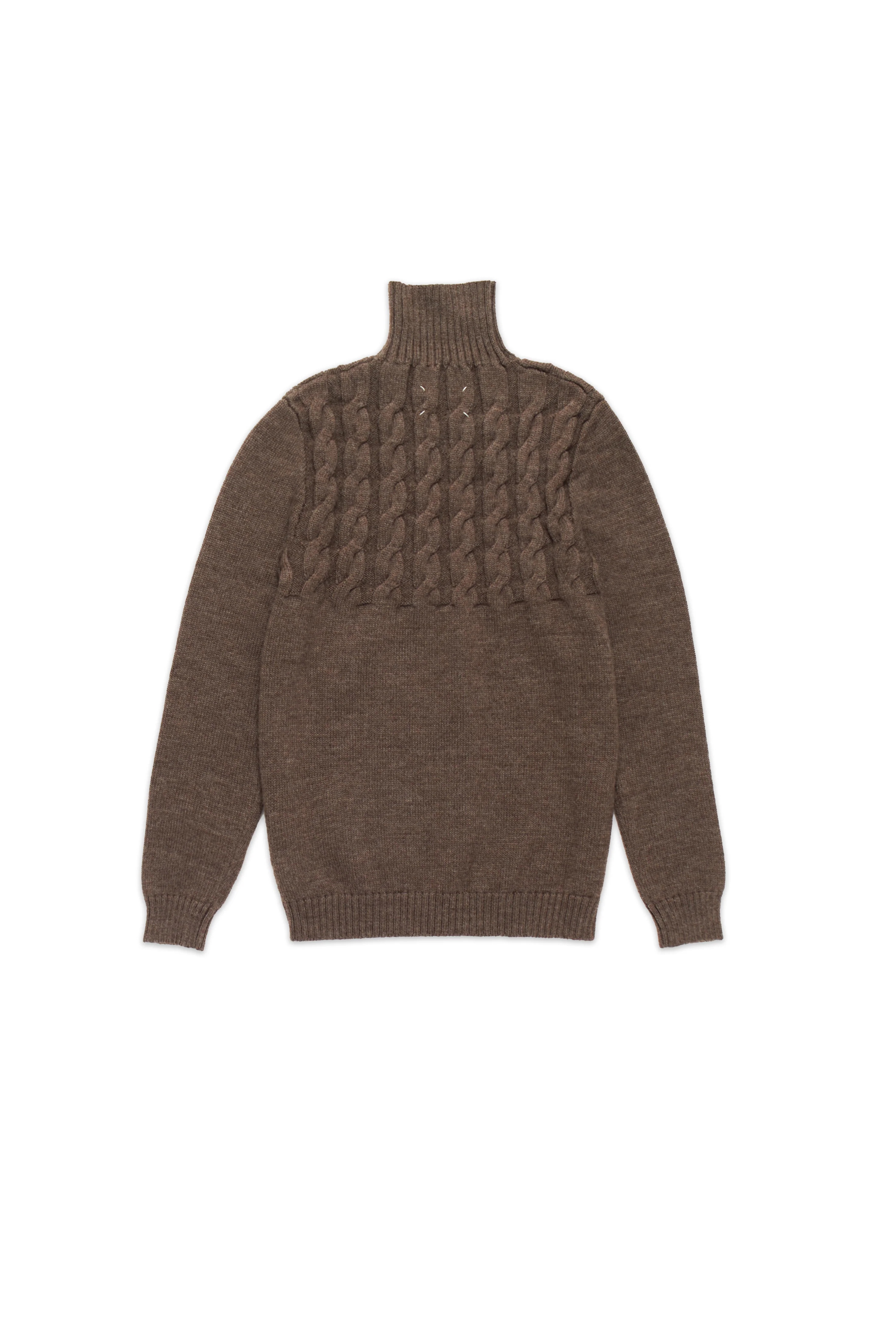 Maison Margiela Cable Knit Turtleneck Sweater Brown - 2
