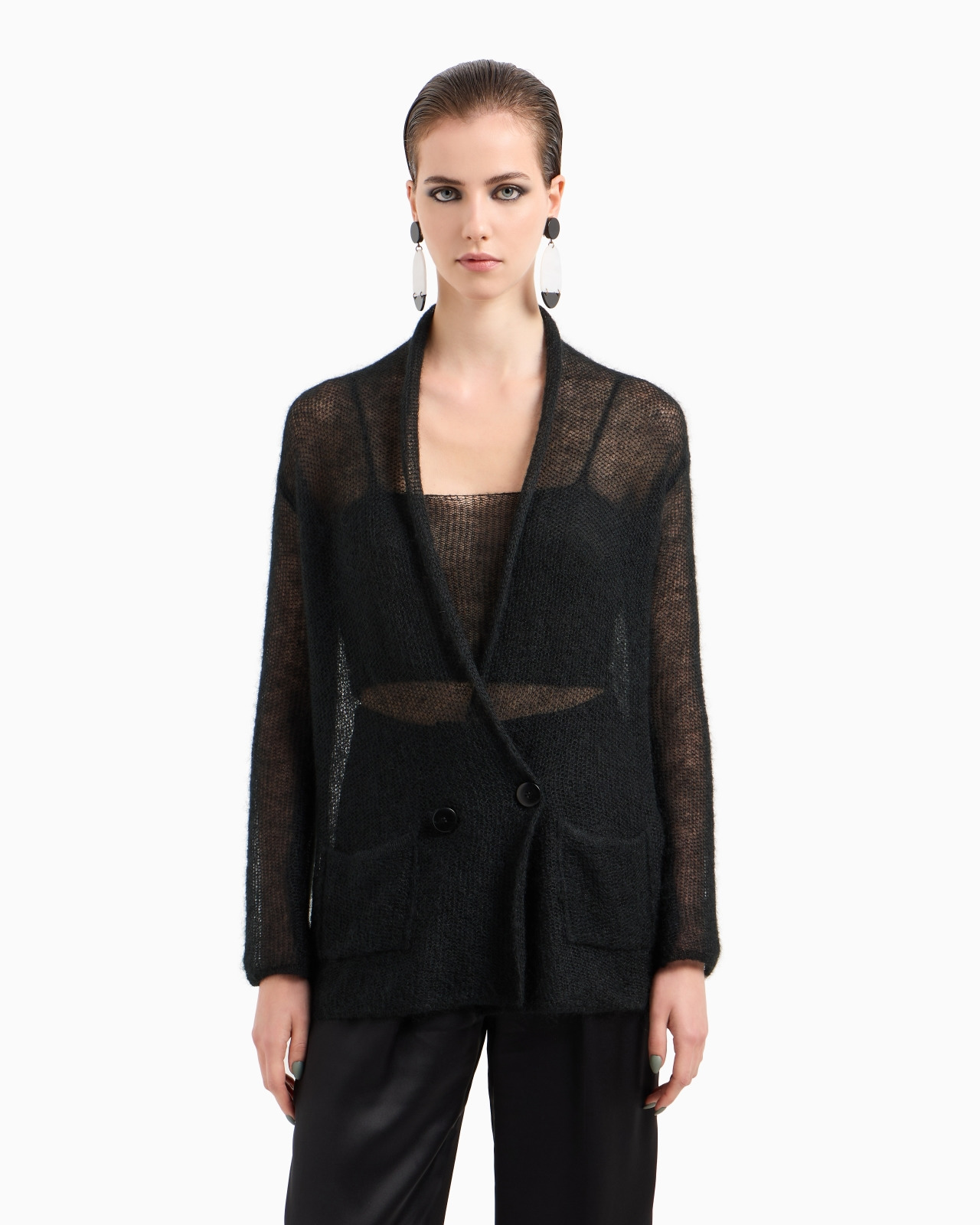 MOHAIR WOOL-BLEND TOP AND DOUBLE-BREASTED CARDIGAN TWINSET - 4