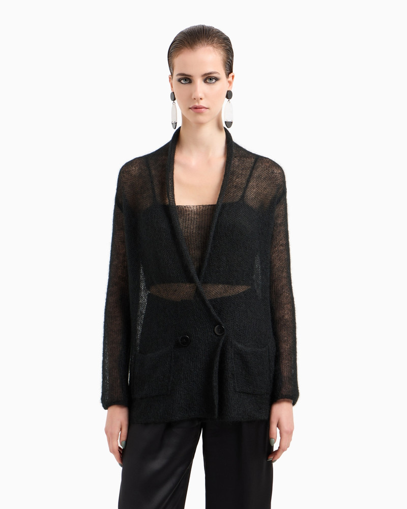 GIORGIO ARMANI MOHAIR WOOL-BLEND TOP AND DOUBLE-BREASTED CARDIGAN TWINSET outlook