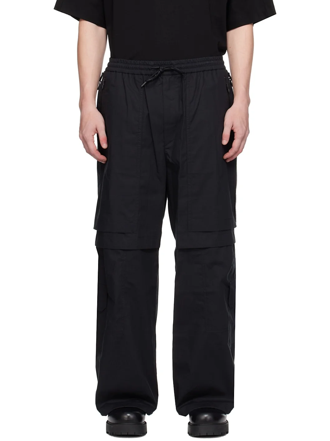 Black Zip Vent Cargo Pants - 1
