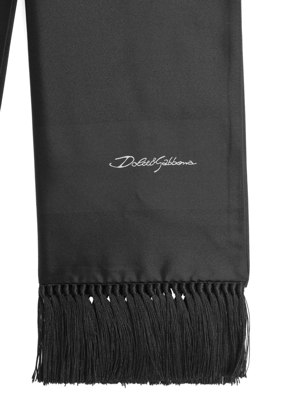 embroidered-logo fringe scarf - 2