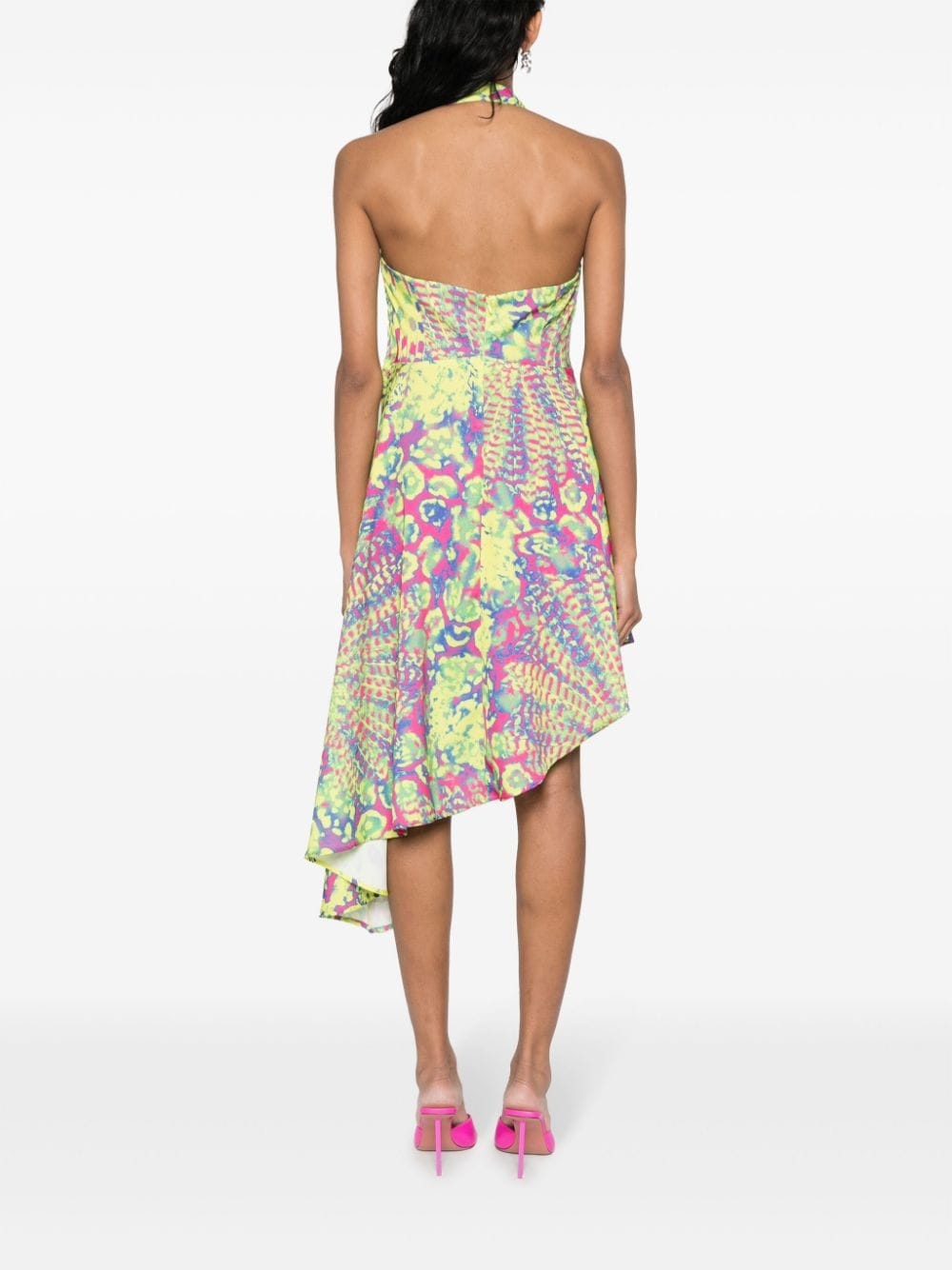 abstract-print asymmetric-hem dress - 4