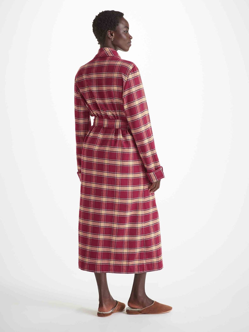 Women's Long Robe Kelburn 48 Brushed Cotton Burgundy - 4