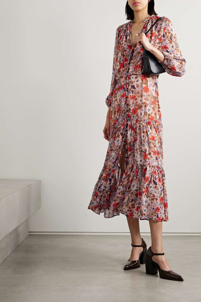 VERONICA BEARD Zovich tiered floral-print georgette midi dress outlook