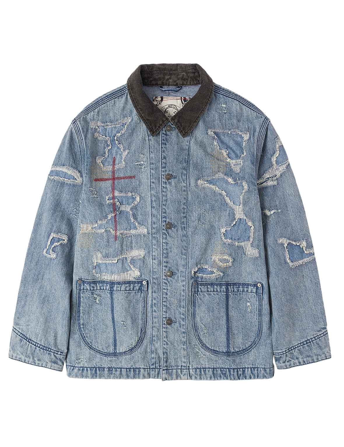 Distressed Fashion Fit Denim Jacket - 12