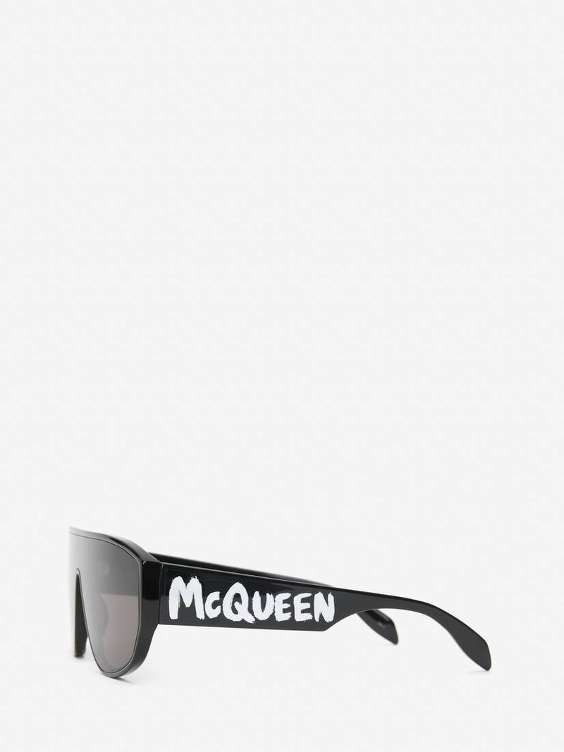 Alexander McQueen McQueen Graffiti Mask Sunglasses in Black outlook