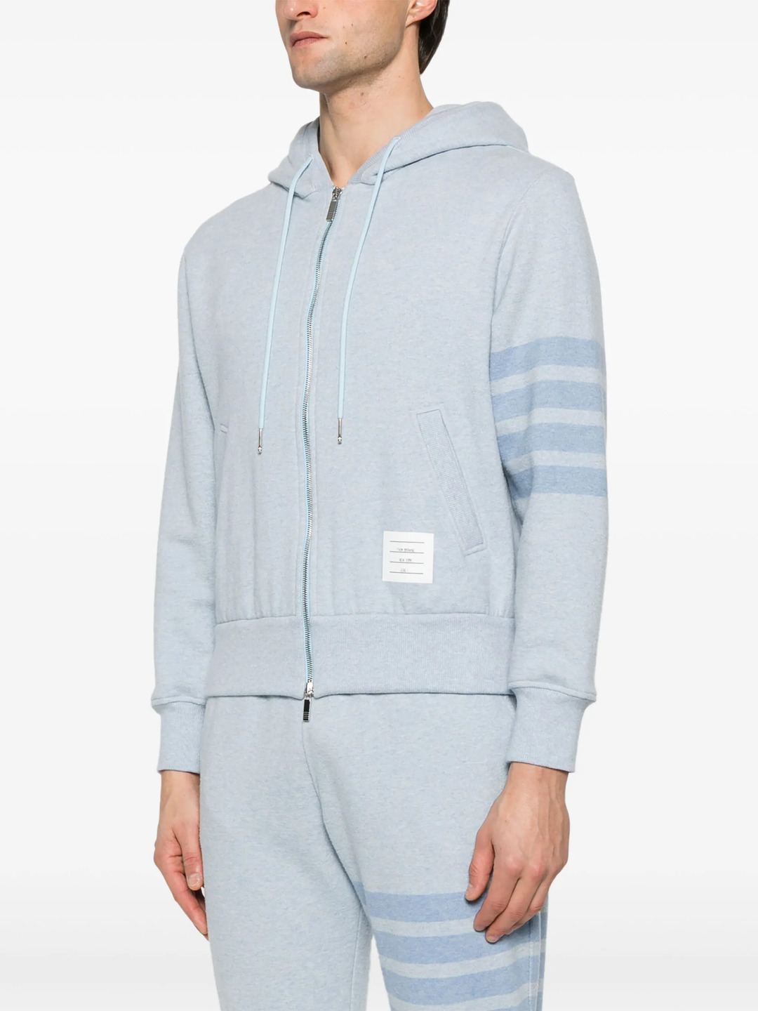 Melange Brushed Loopback 4-Bar Zip Up Hoodie Men - 3
