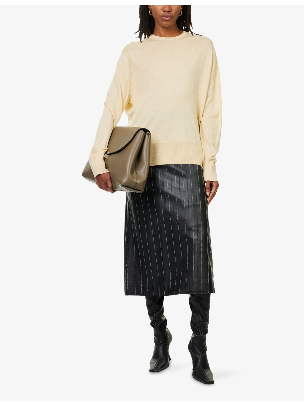 Round-Neck Long-Sleeves Wool And Silk Jumper - 2
