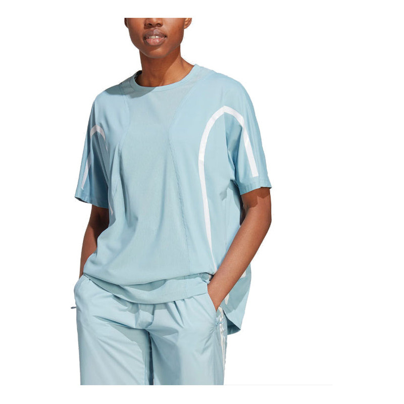 adidas (WMNS) adidas by Stella McCartney TruePace Running Loose T-Shirt 'Blue White' IC6015 outlook