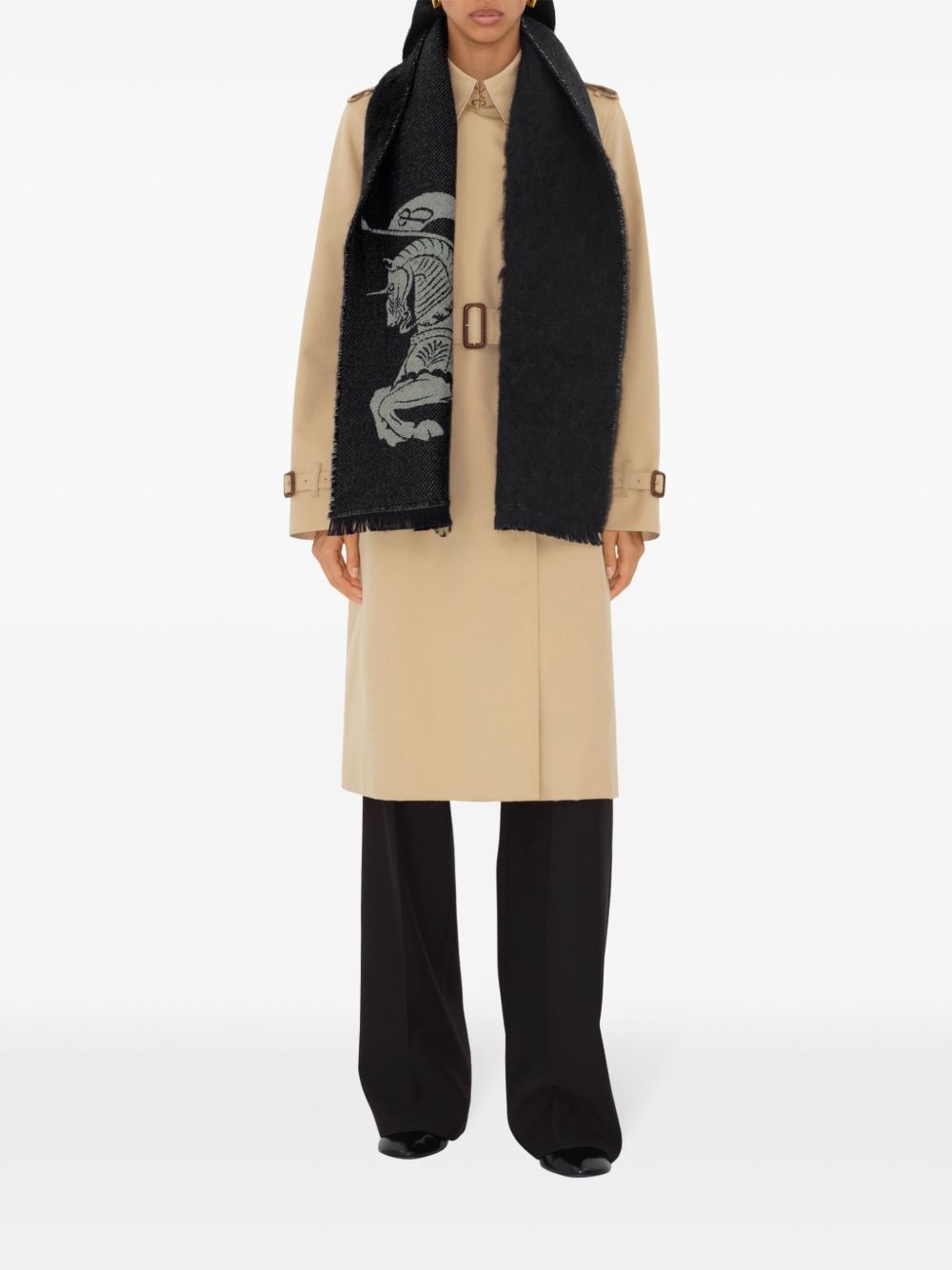 reversible logo wool scarf - 4