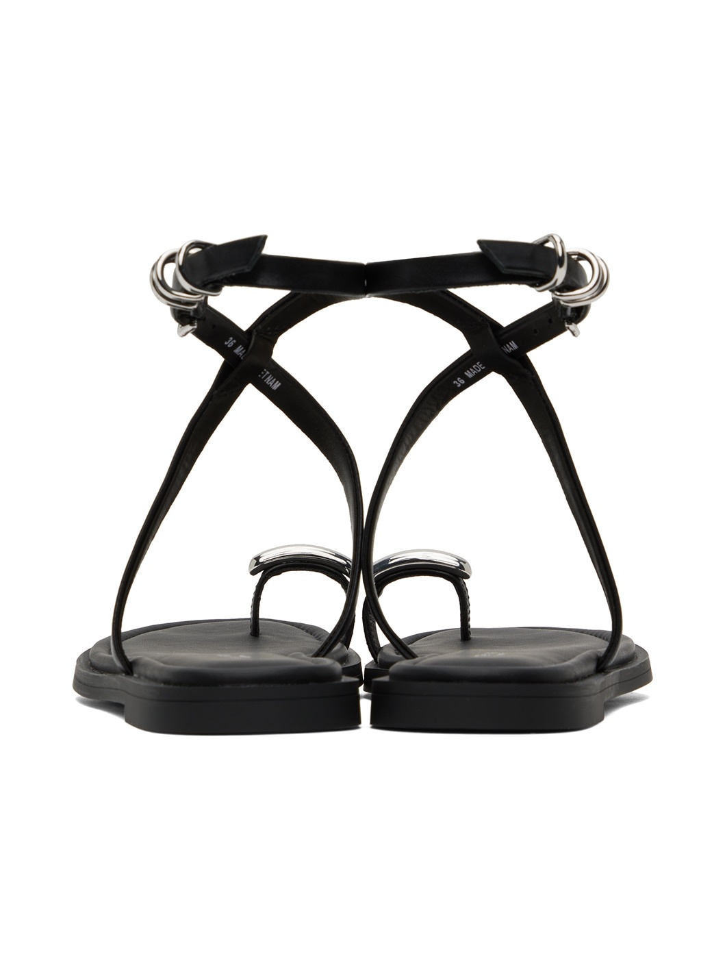 Black Geo Ring Sandals - 2