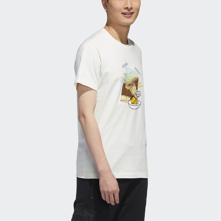 adidas neo x M GDTM Tee Yellow Crossover Printing Round Neck Sports Short Sleeve White GL7241 - 5