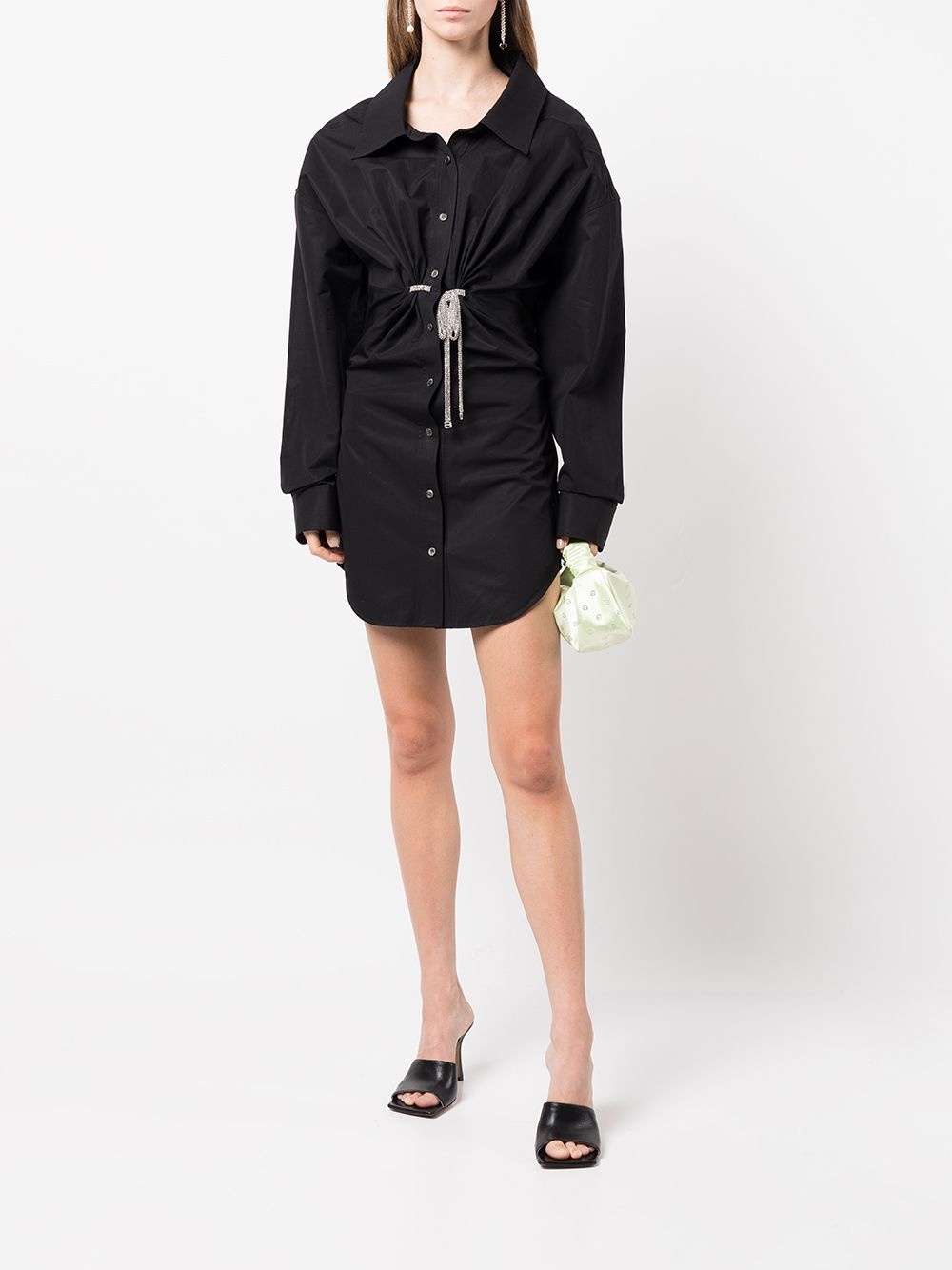 crystal-embellished mini shirt dress - 2
