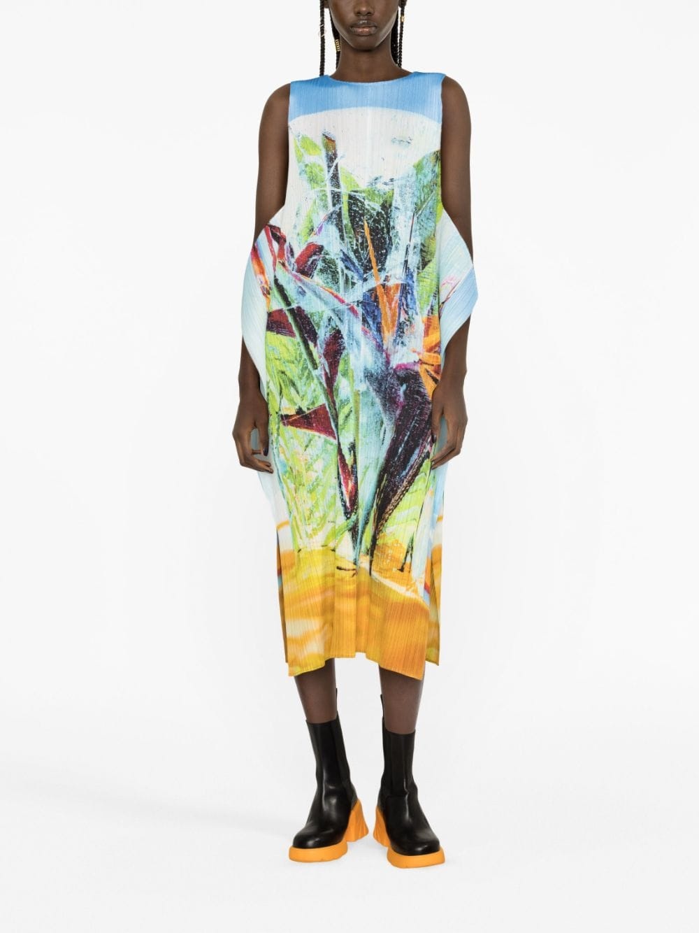 graphic-print pleated dress - 2