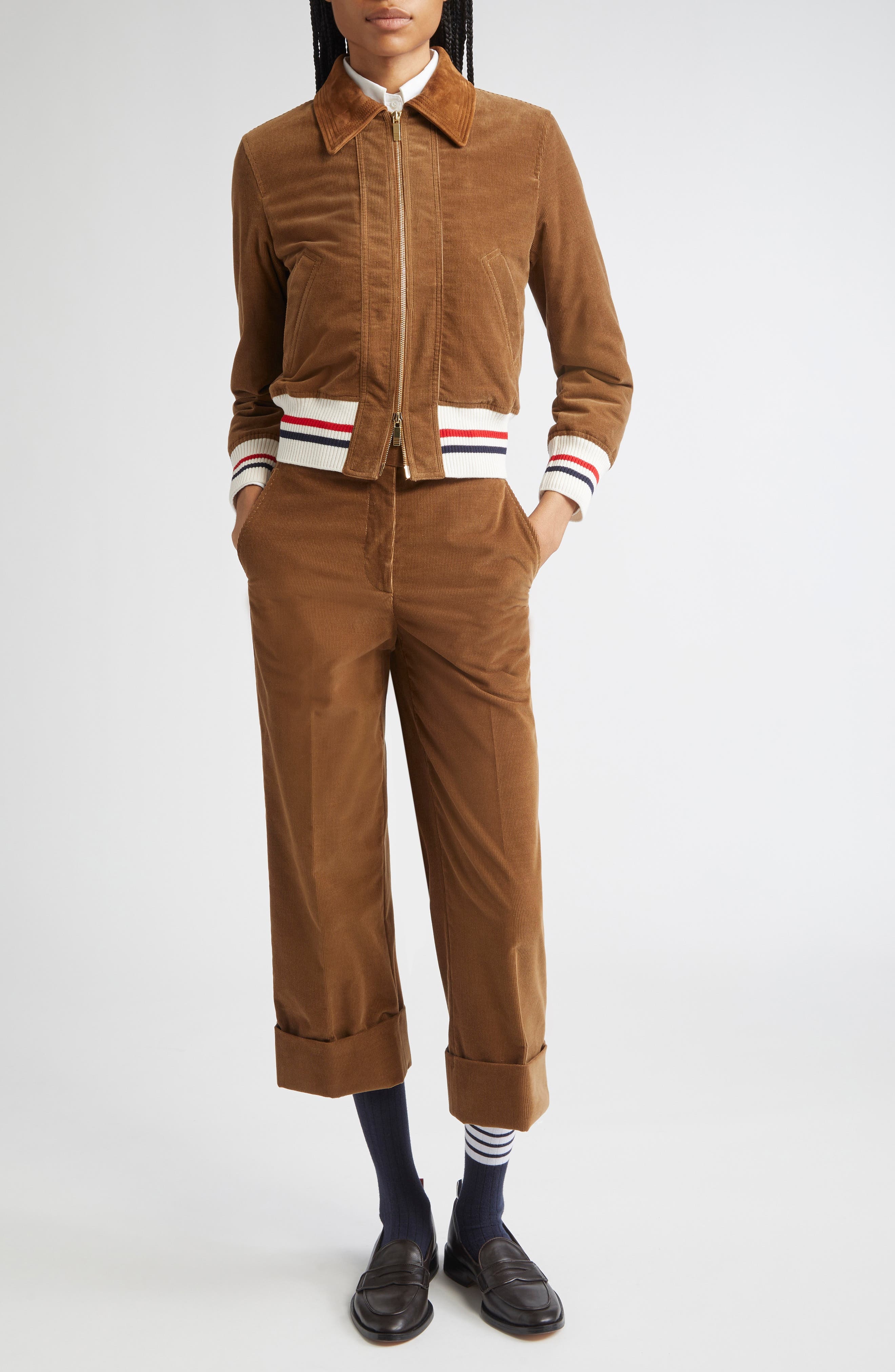 Thom Browne Corduroy Crop Down Bomber Jacket at Nordstrom - 2