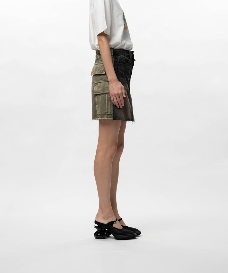 Front Back Combined Denim Shorts 6