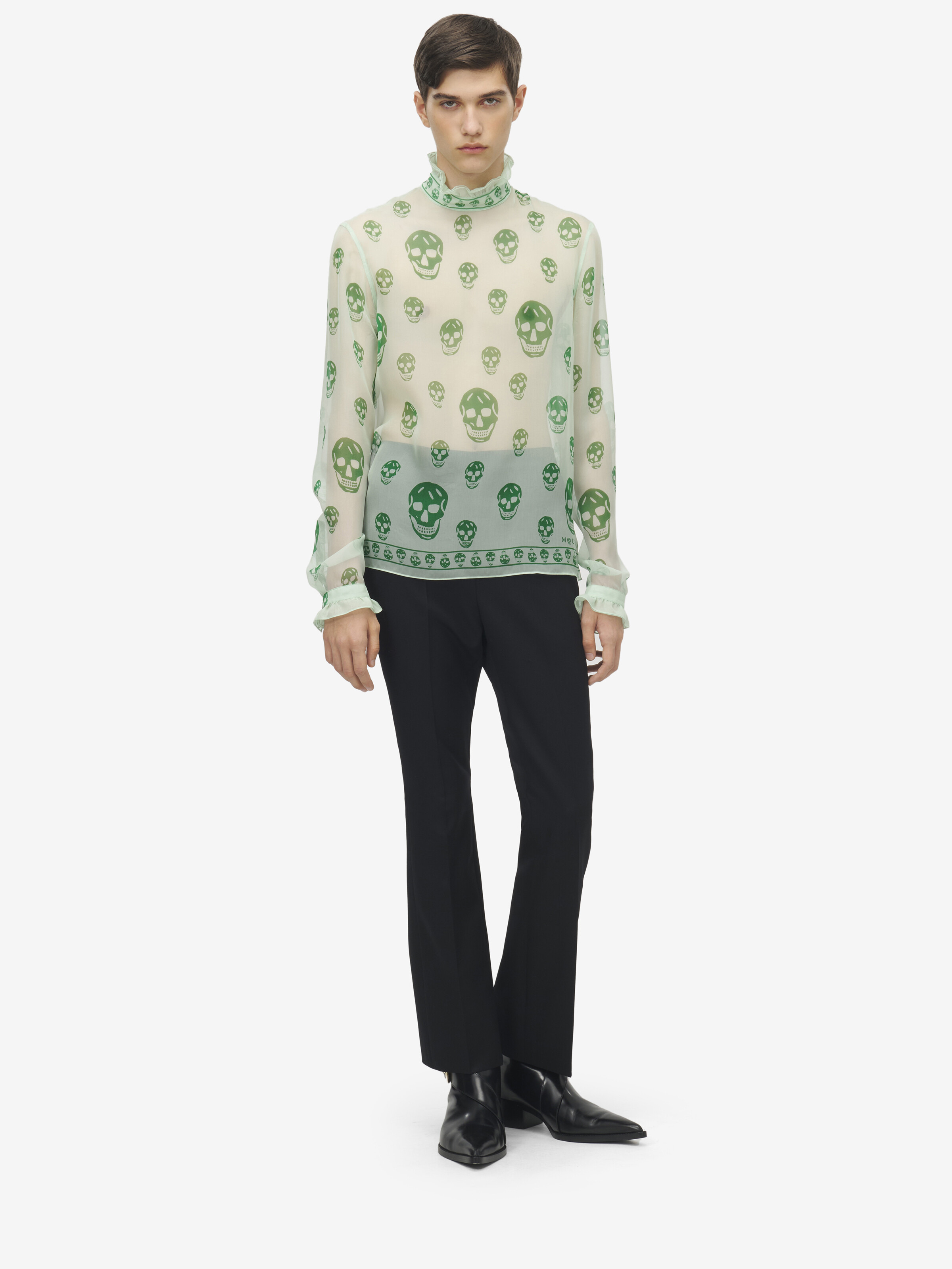 Silk Chiffon Skull Print Top - 3