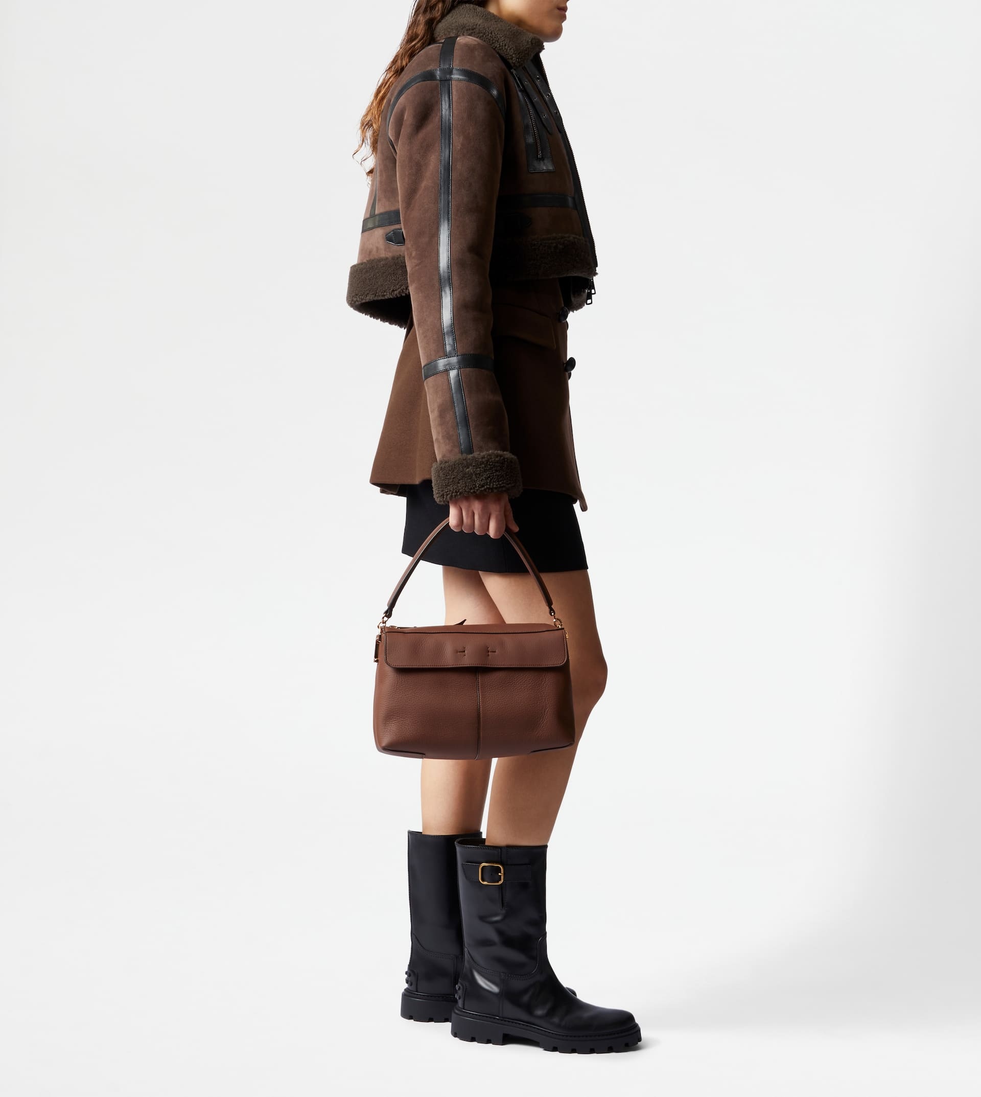 TOD'S T CASE BAULETTO IN LEATHER SMALL - BROWN - 3