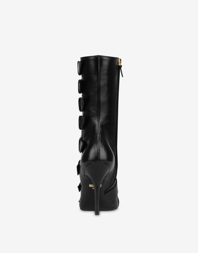 Moschino MULTI STRAPS LETTERING CALFSKIN ANKLE BOOTS outlook