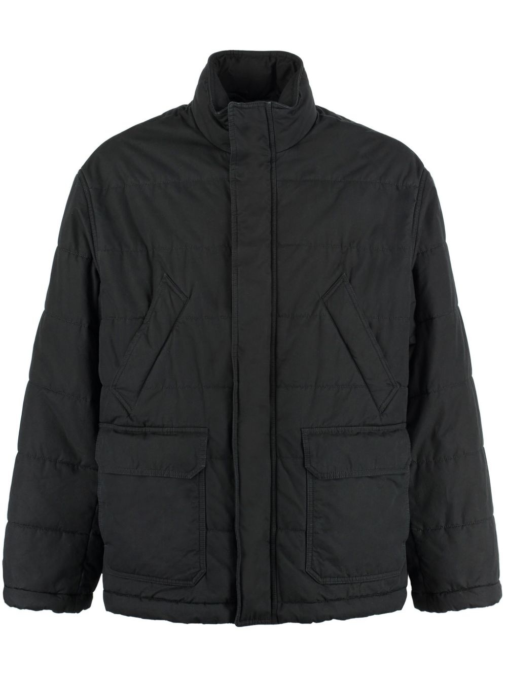 logo-print hooded padded jacket - 1