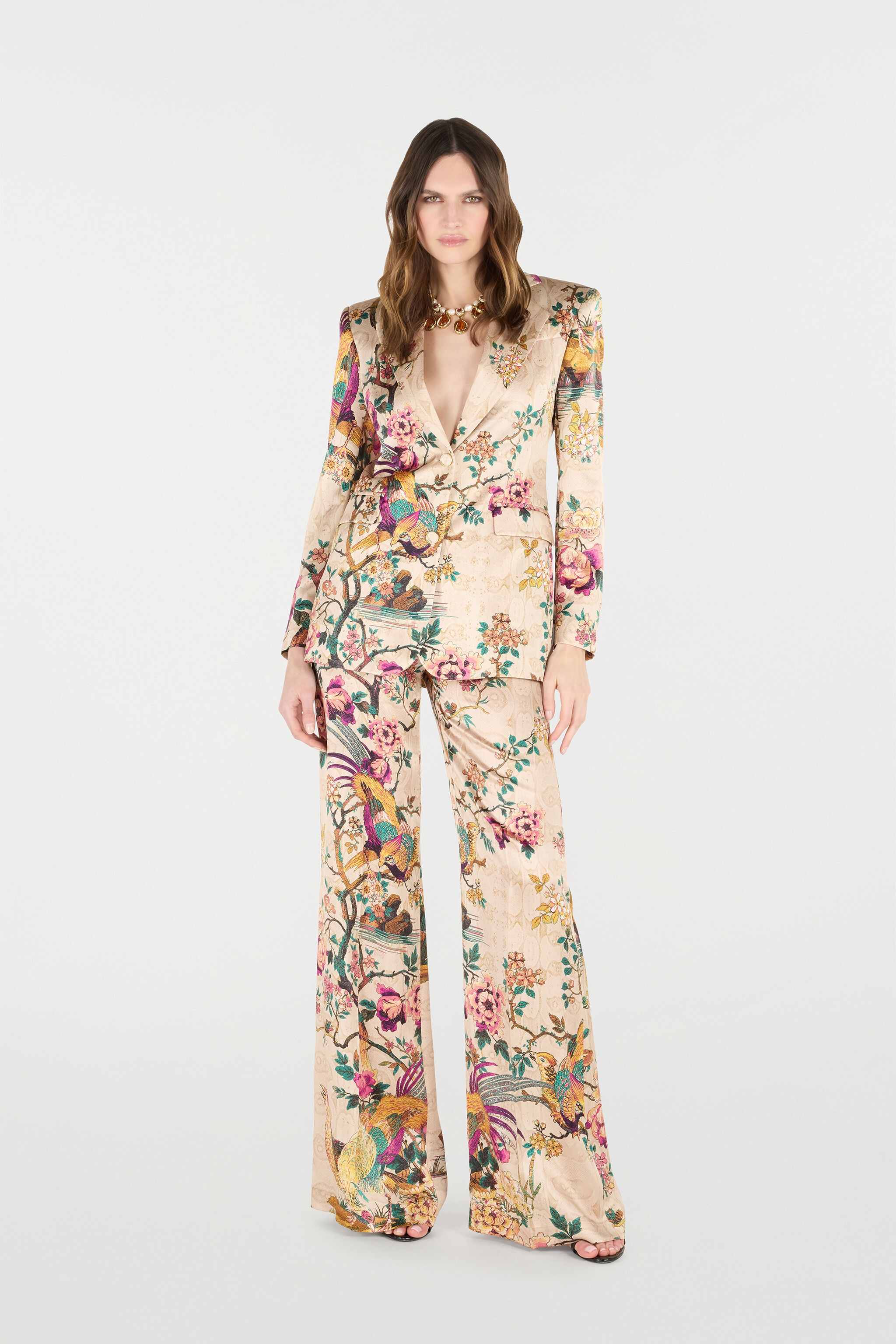 Silk Jacket With Flower And Pheasant Print - 2