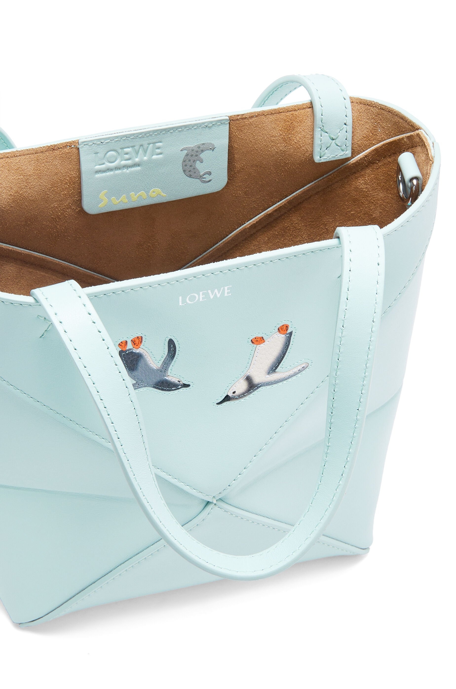 Penguin mini Puzzle Fold tote in shiny calfskin - 9