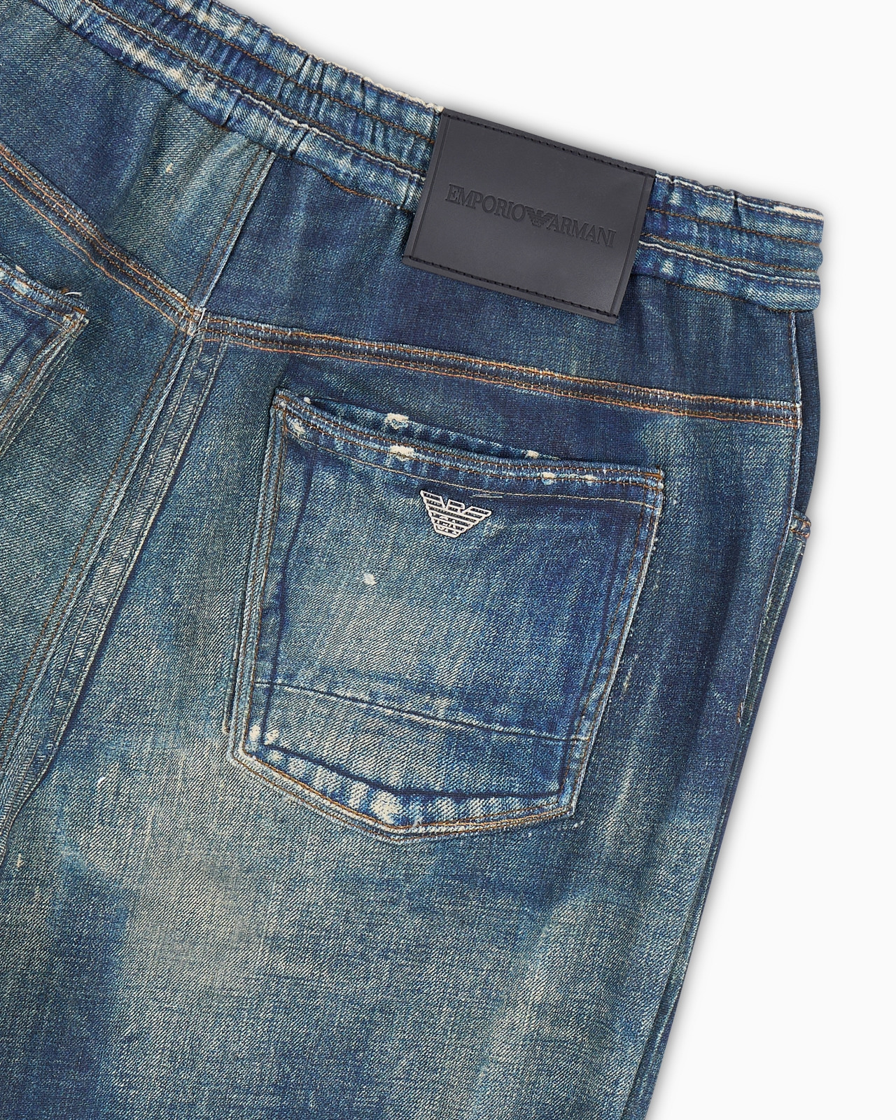 Worn denim-effect French terry jersey joggers - 6