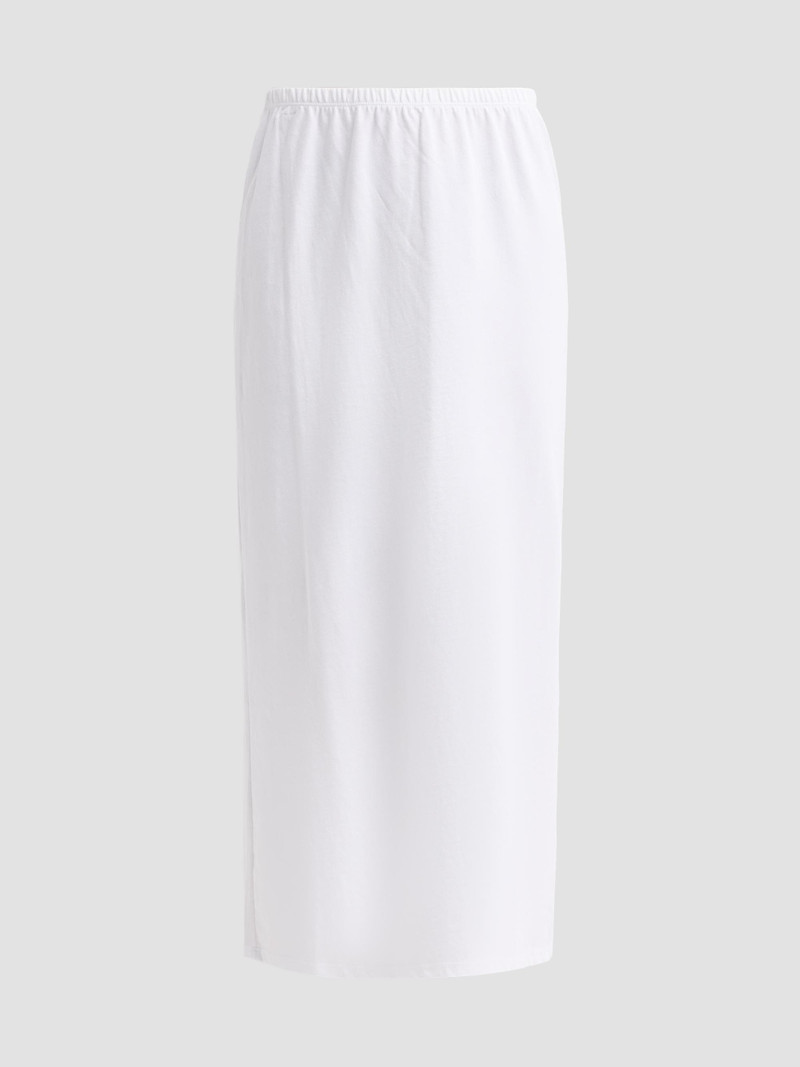 Women's Cotton Midi Skirt - White 1