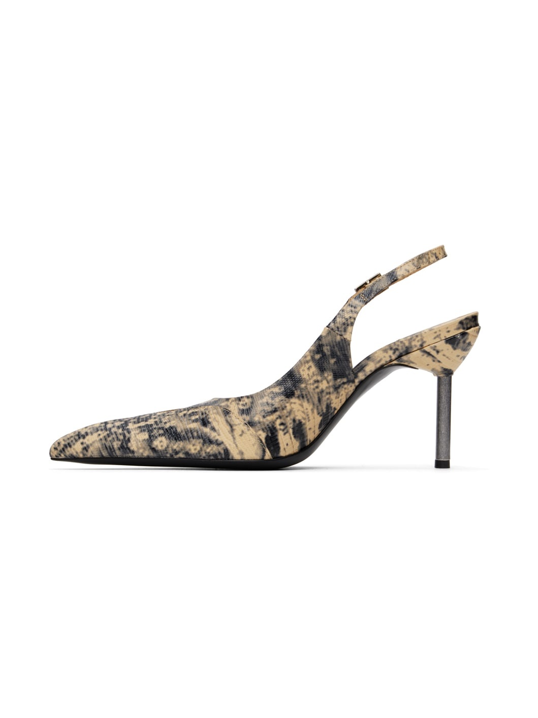 Beige & Black Carmine Heels - 3