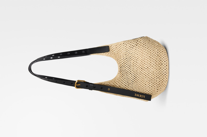 Loewe Small Punch Hole hobo bag in raffia and calfskin outlook