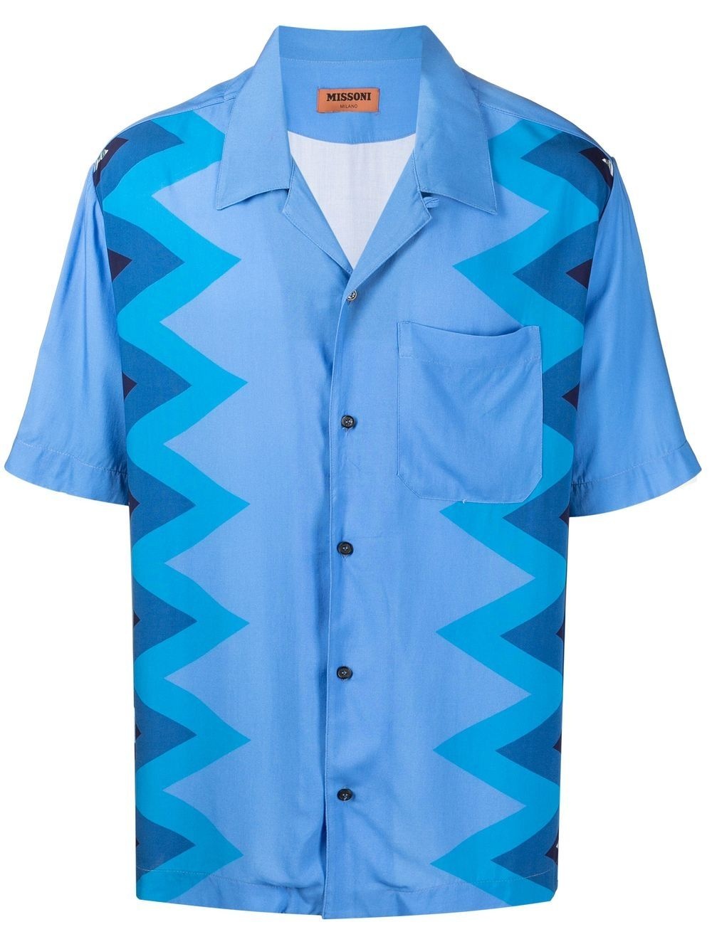 chevron-print short-sleeved shirt - 1