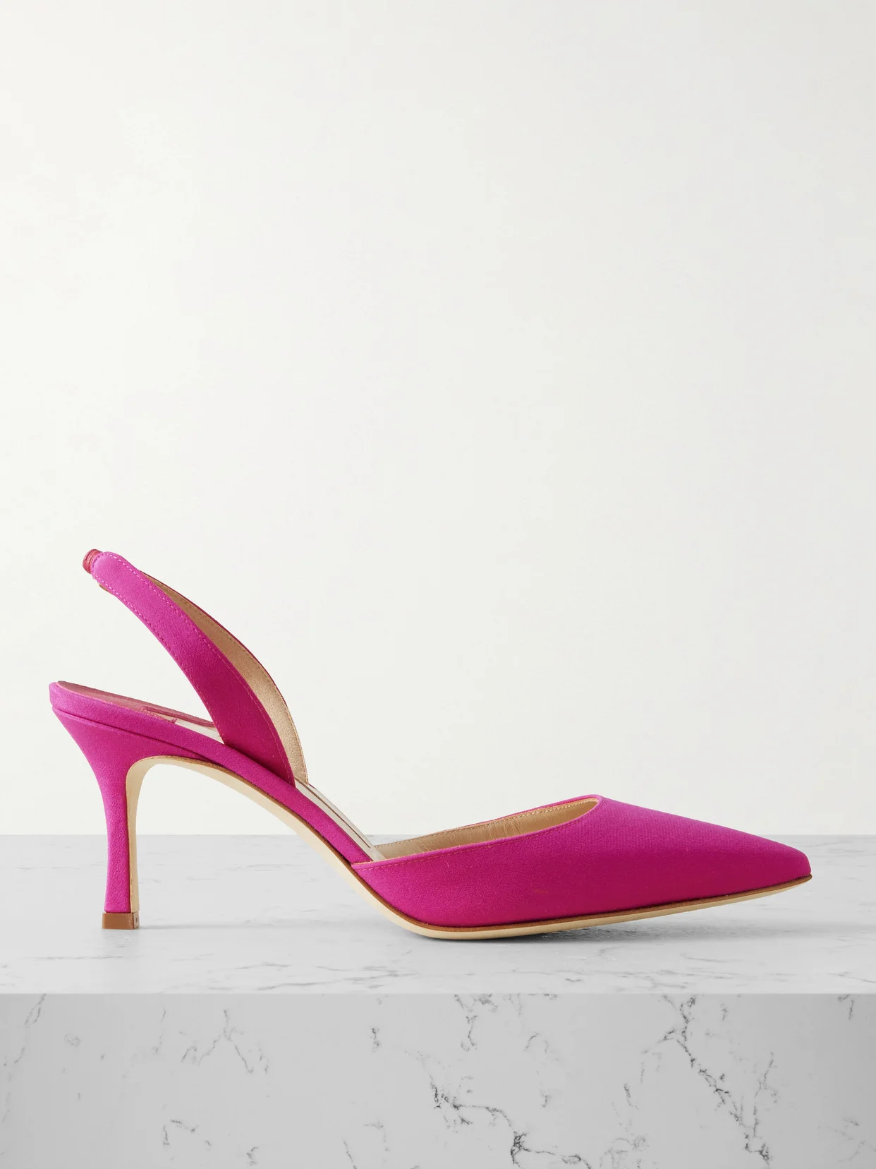 Carolyne 70 Silk Crepe De Chine Slingback Pumps - 1