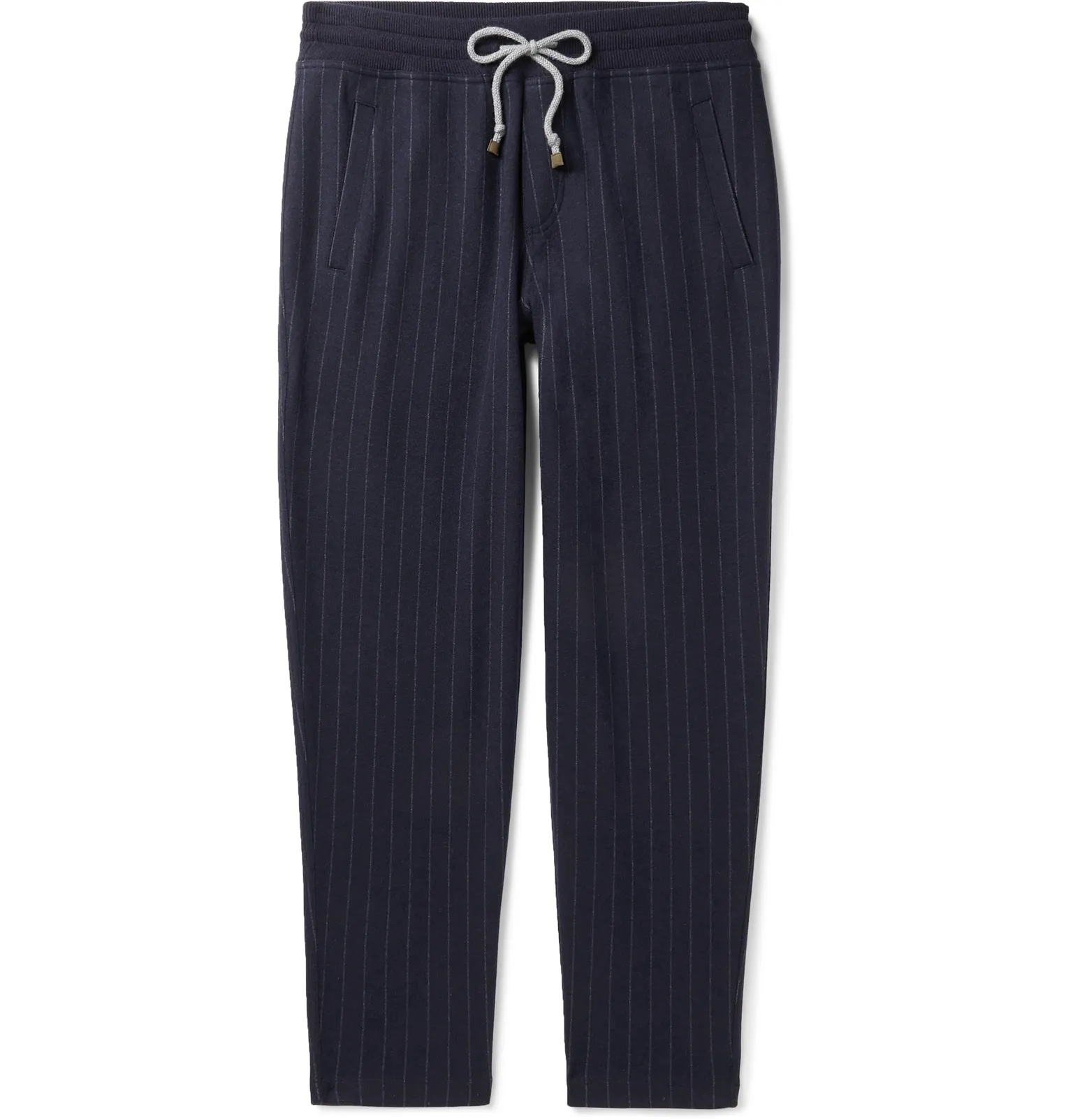 Pinstriped Cashmere and Cotton-Blend Sweatpants - 1