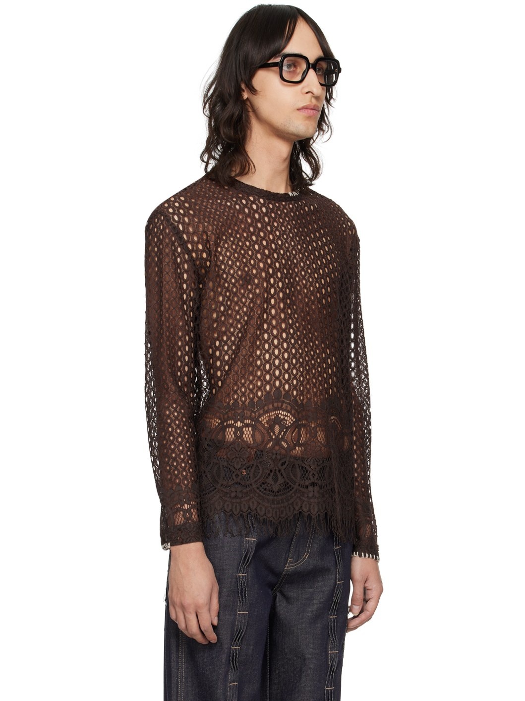 Brown Summer Net Sweater - 2