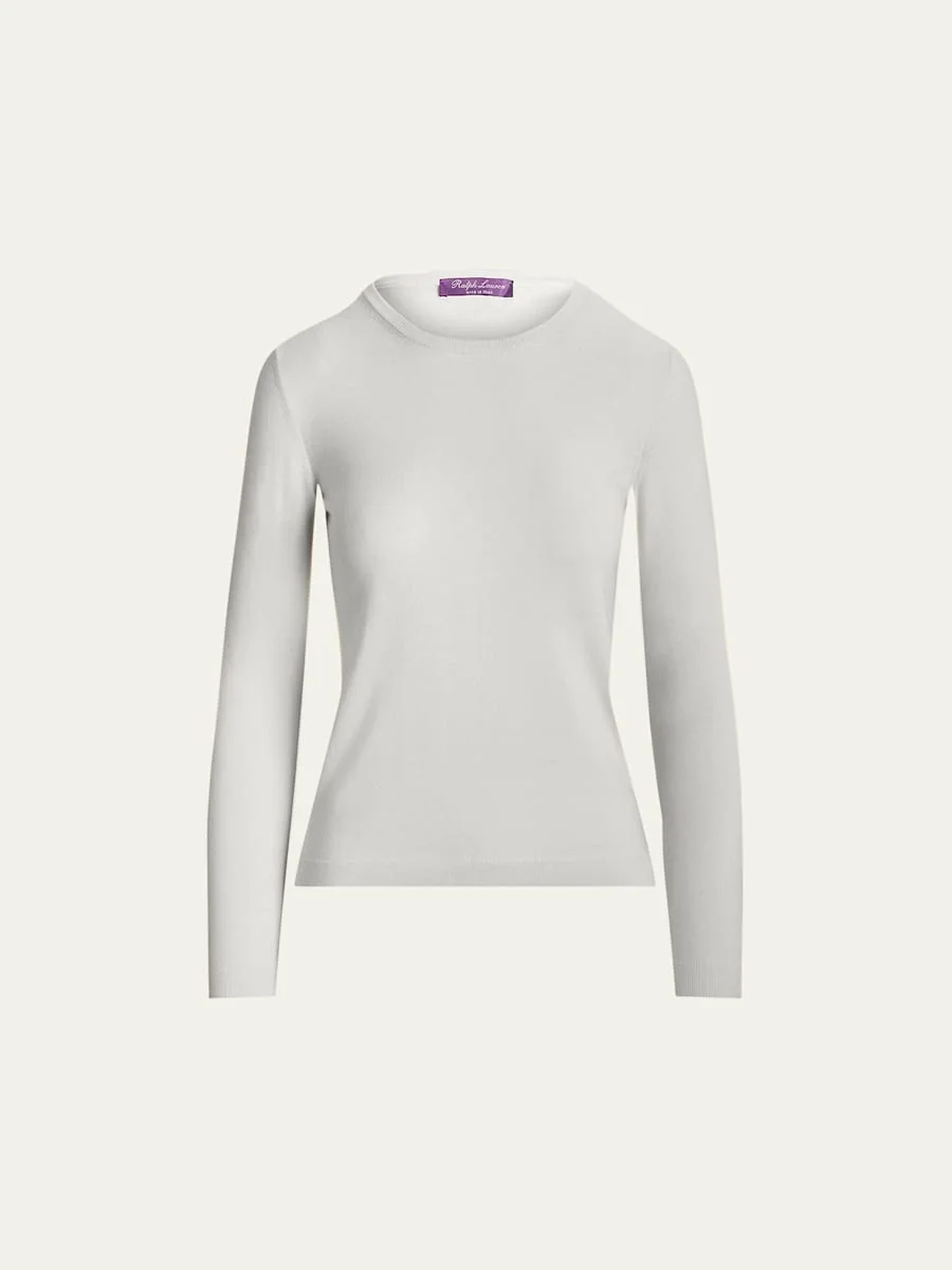 Crewneck Long-Sleeve Cashmere Sweater - 1