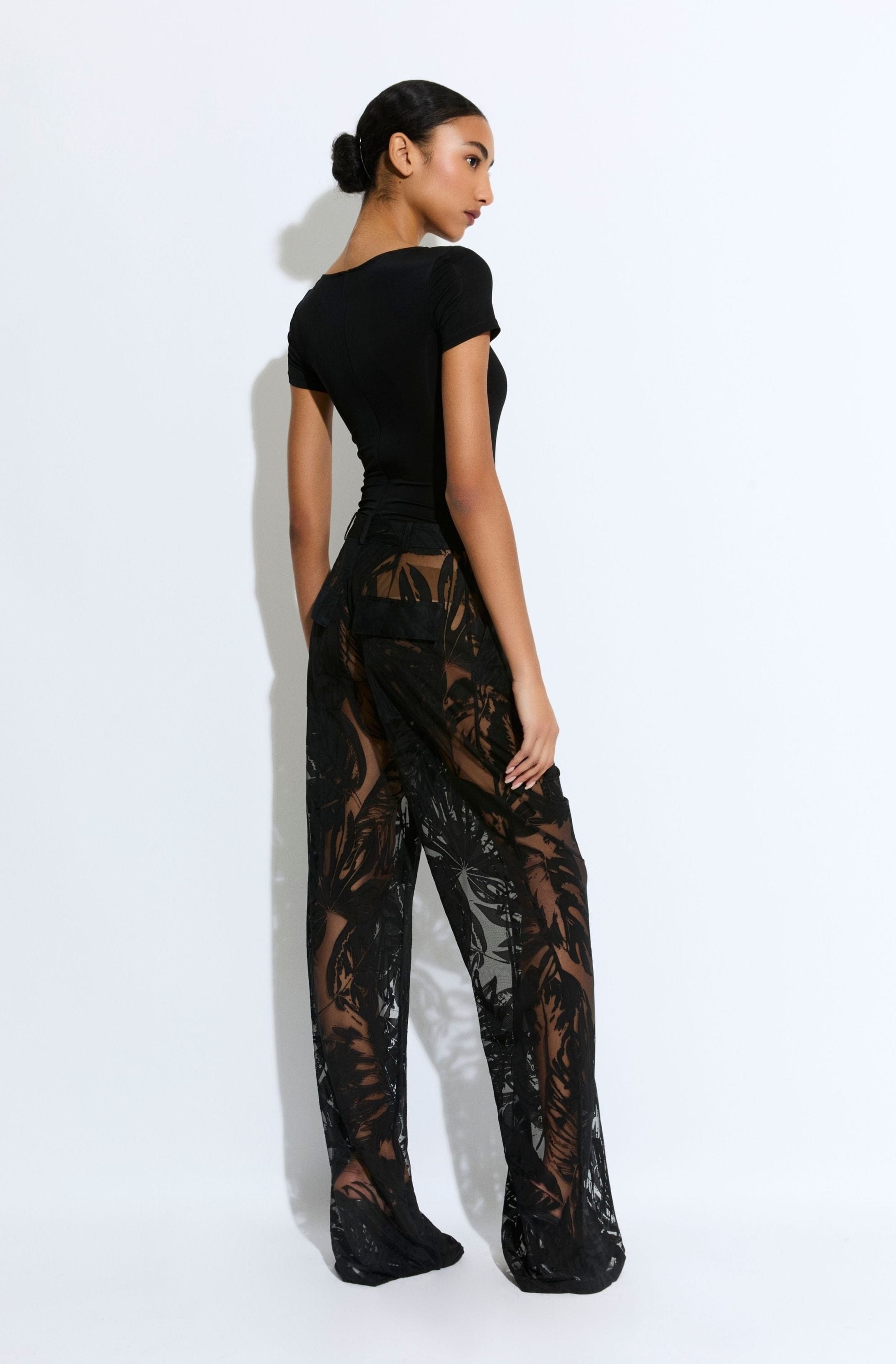 Burnout Jersey Relaxed Pleated Pant - 3