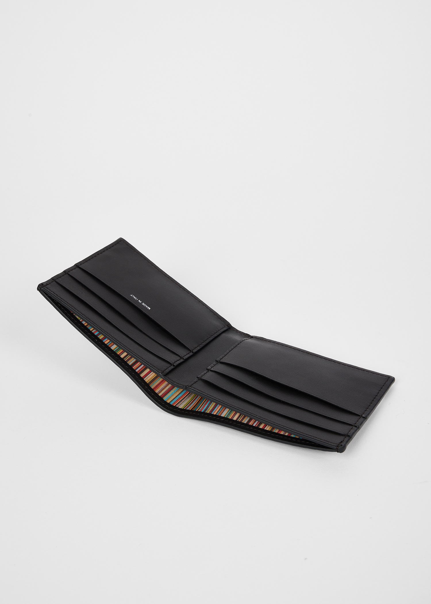 Dark Brown Leather 'Shadow Stripe' Compact Billfold Wallet - 3