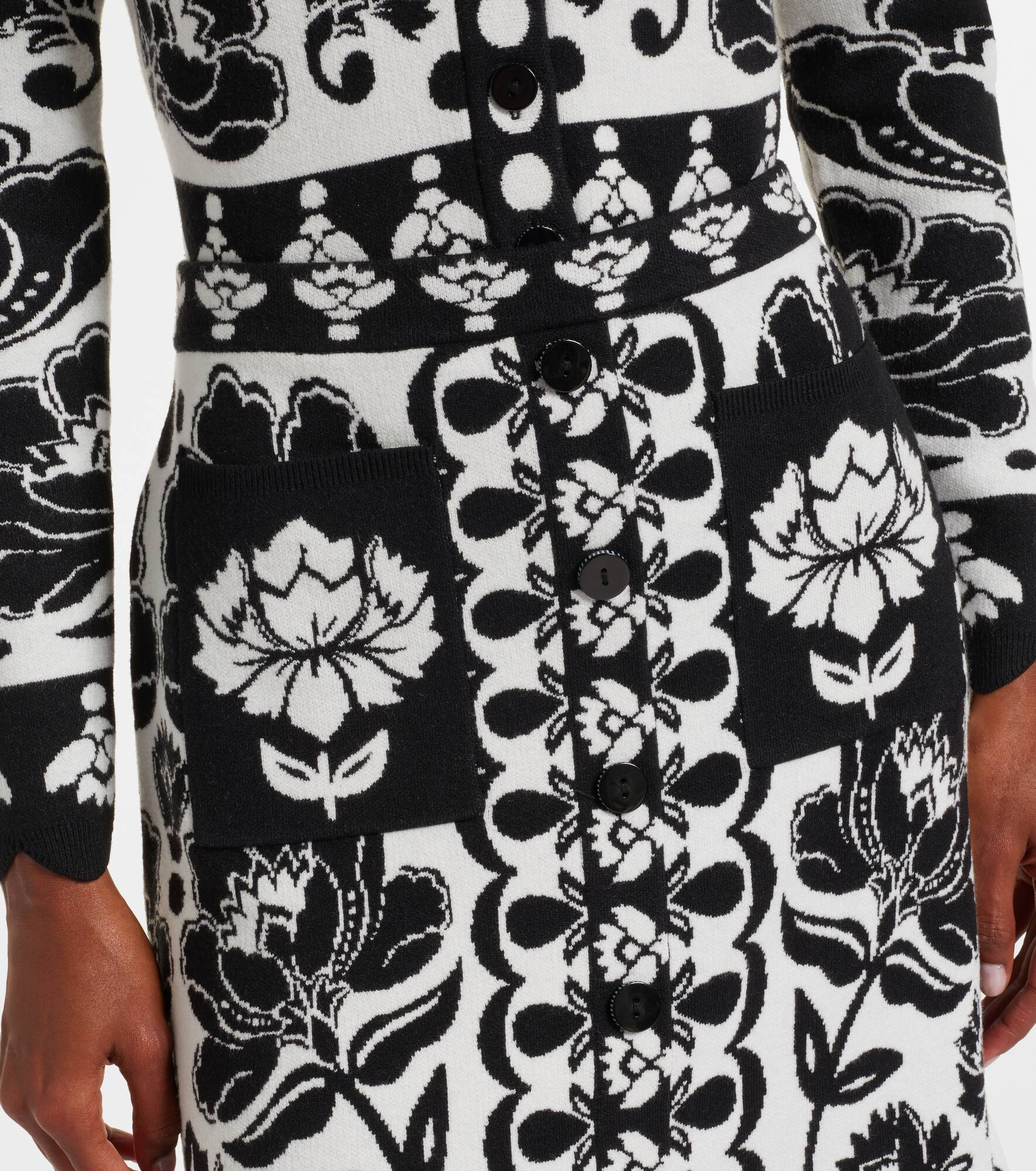 Floral Arabesque jacquard midi skirt - 4