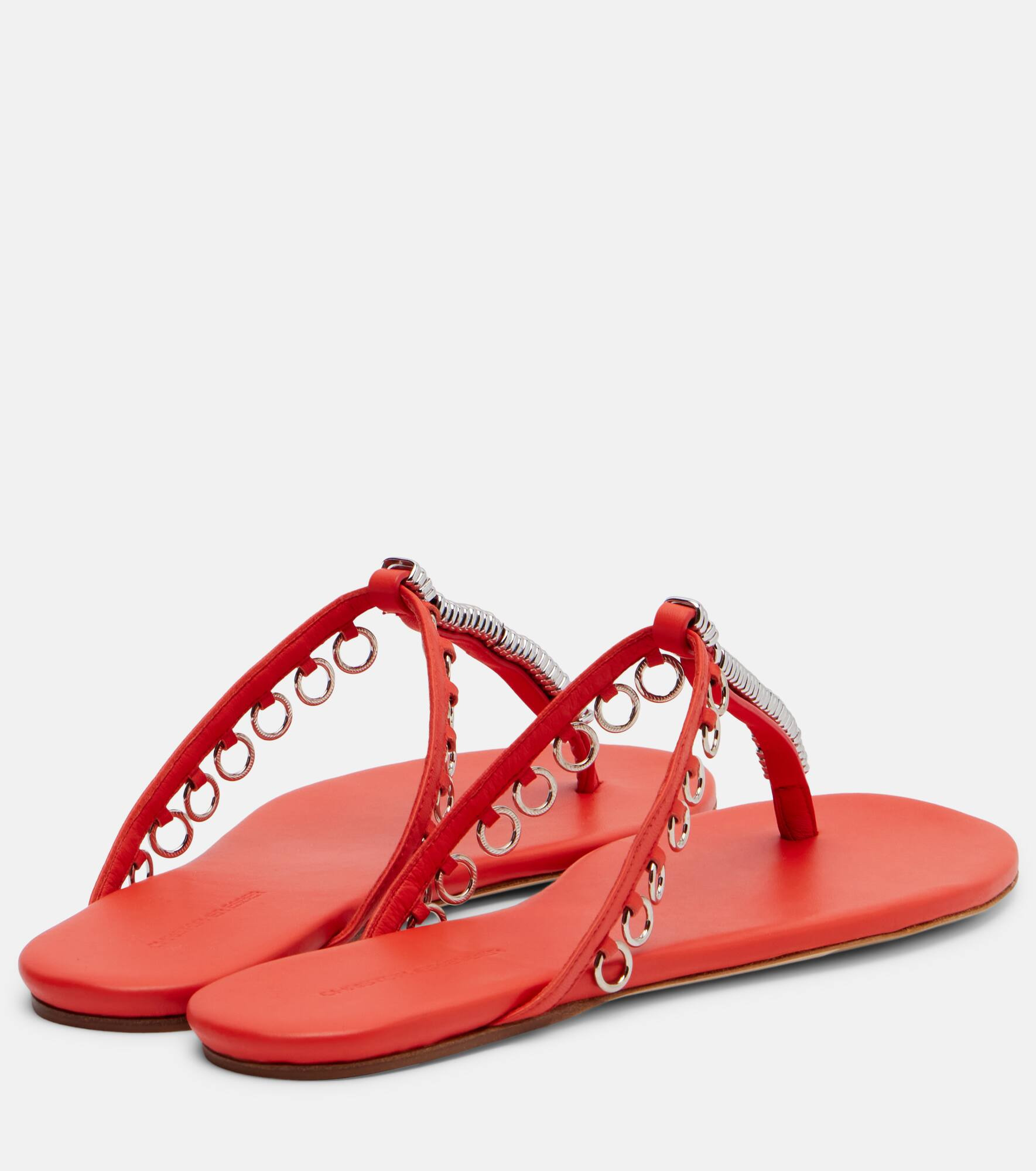 Pierced embellished leather thong sandals - 2