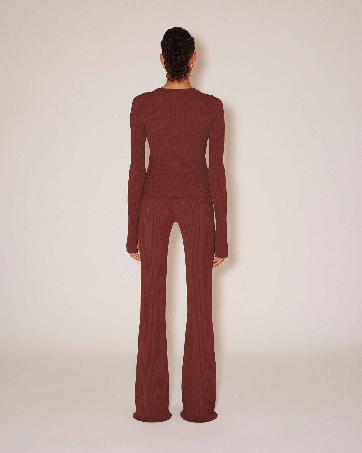 NATALIE - Viscose-rib sweater - Mahogany - 4