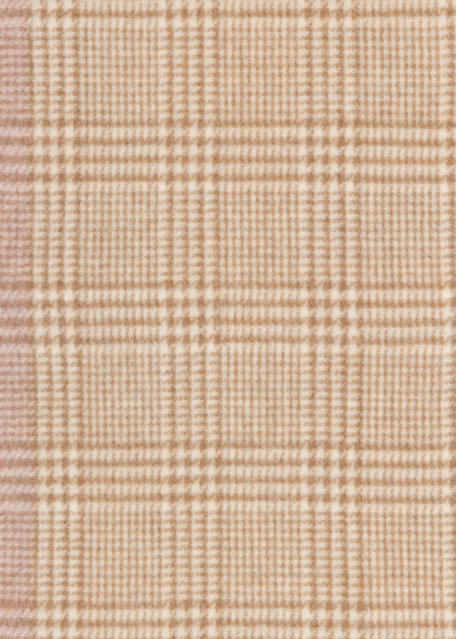 Cream 'Prince of Wales Check' Wool Scarf - 3