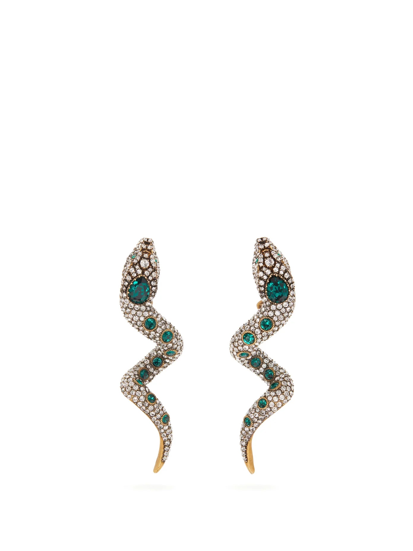 Crystal-embellished snake clip earrings - 1