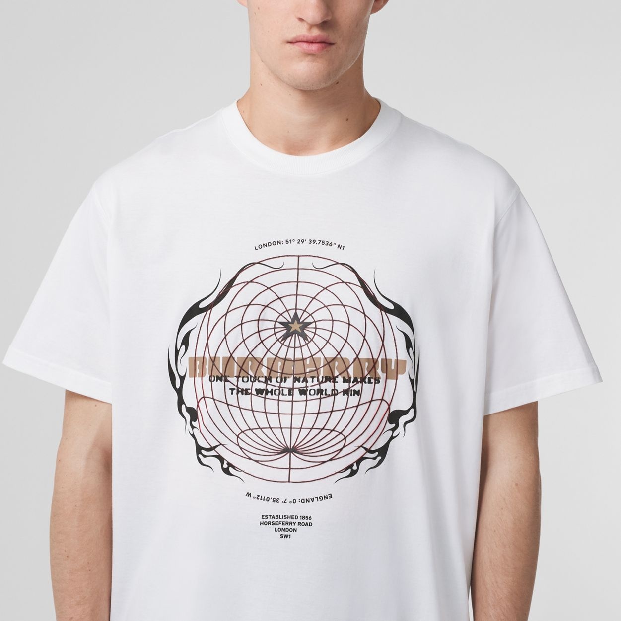 Globe Graphic Print Cotton Oversized T-shirt - 3