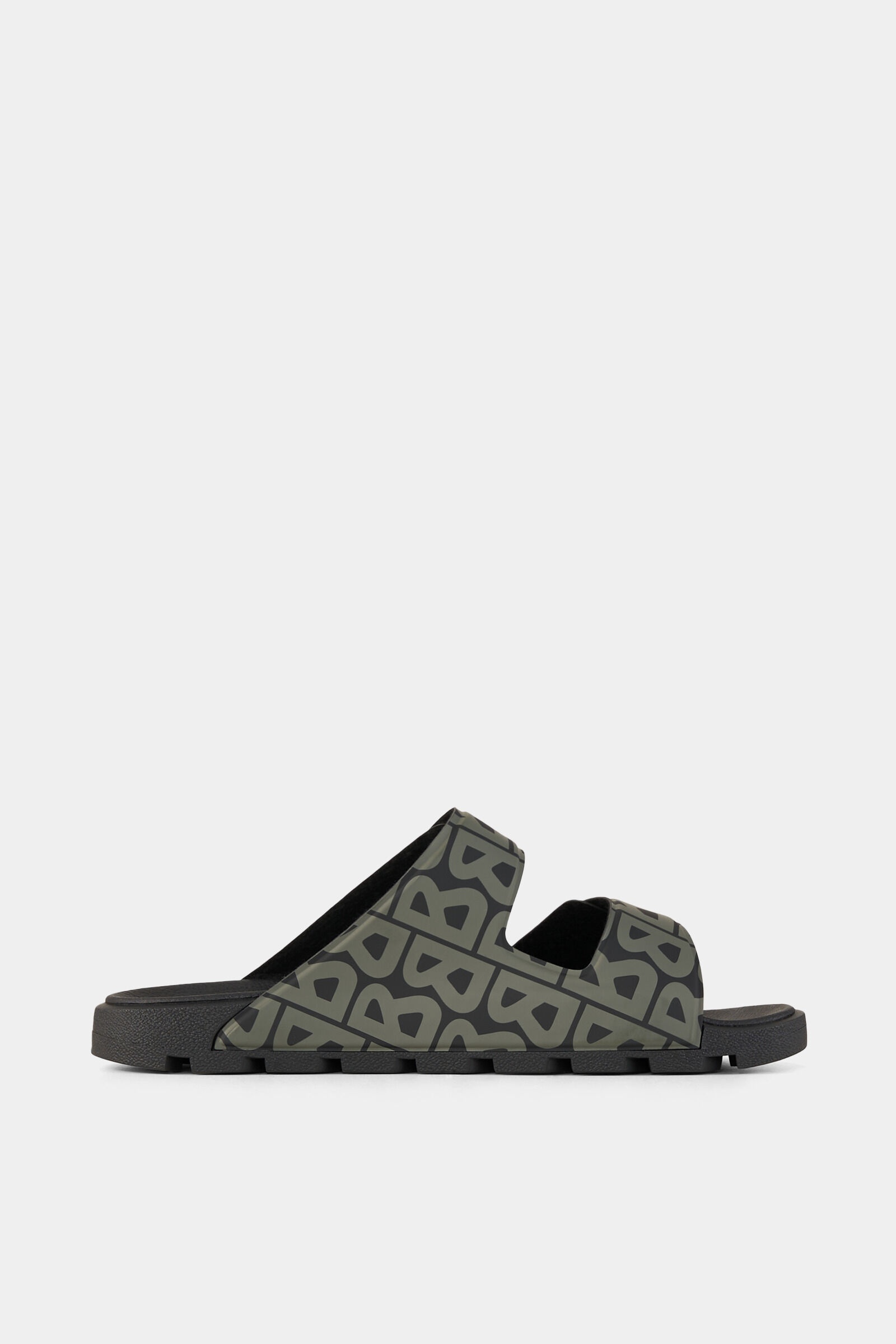 Biarritz Slides in Black/Olive green - 2