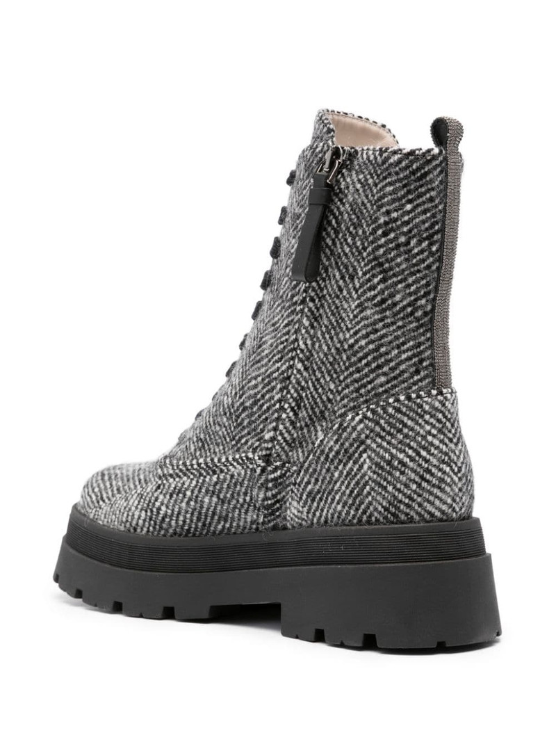 herringbone-pattern lace-up ankle boots 3
