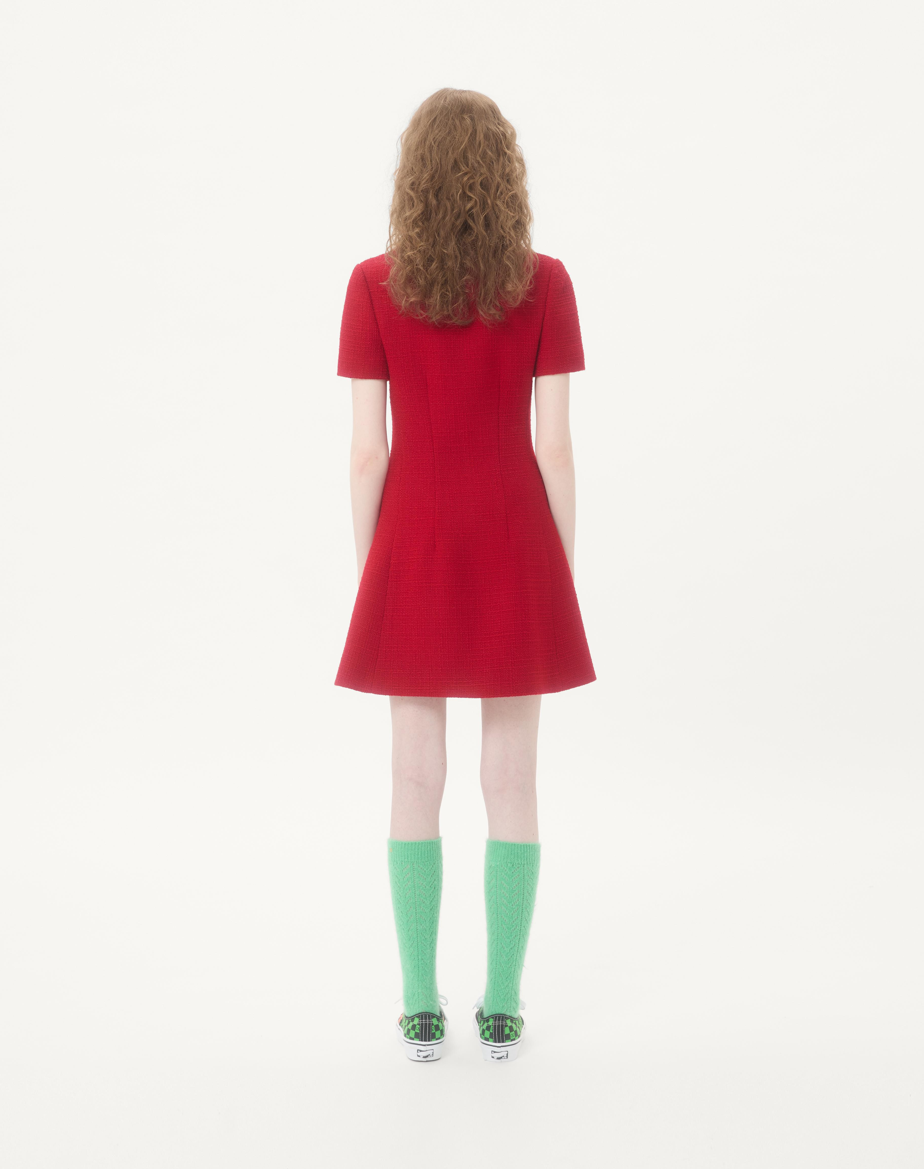 SHORT DRESS IN PLAIN WOOL TWEED - 7