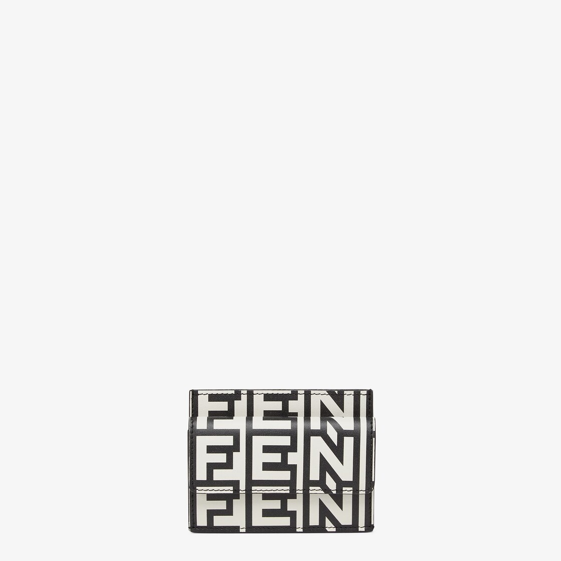 Fendi Roma card holder with three card slots and a coin purse with a snap button. Made of printed na - 1